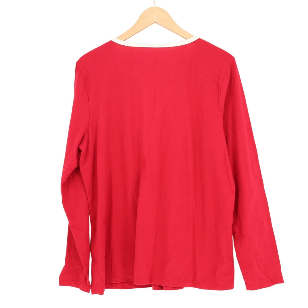 Charter Club Intimates Pajama Top Womens Large Red Cotton Scoop Neck Sleep Wear