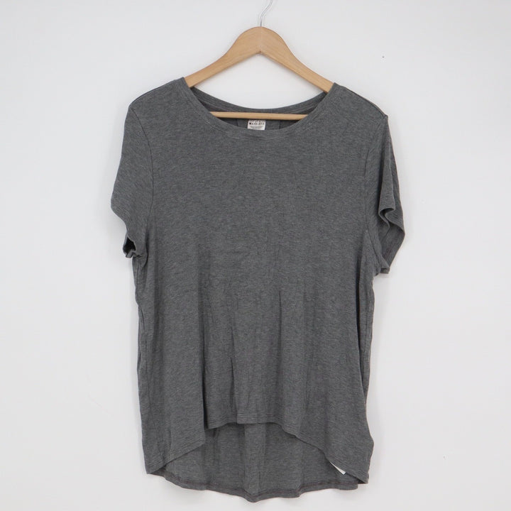Athleta Womens Medium Gray Modal Short Sleeve High-Low Pleat Back Top