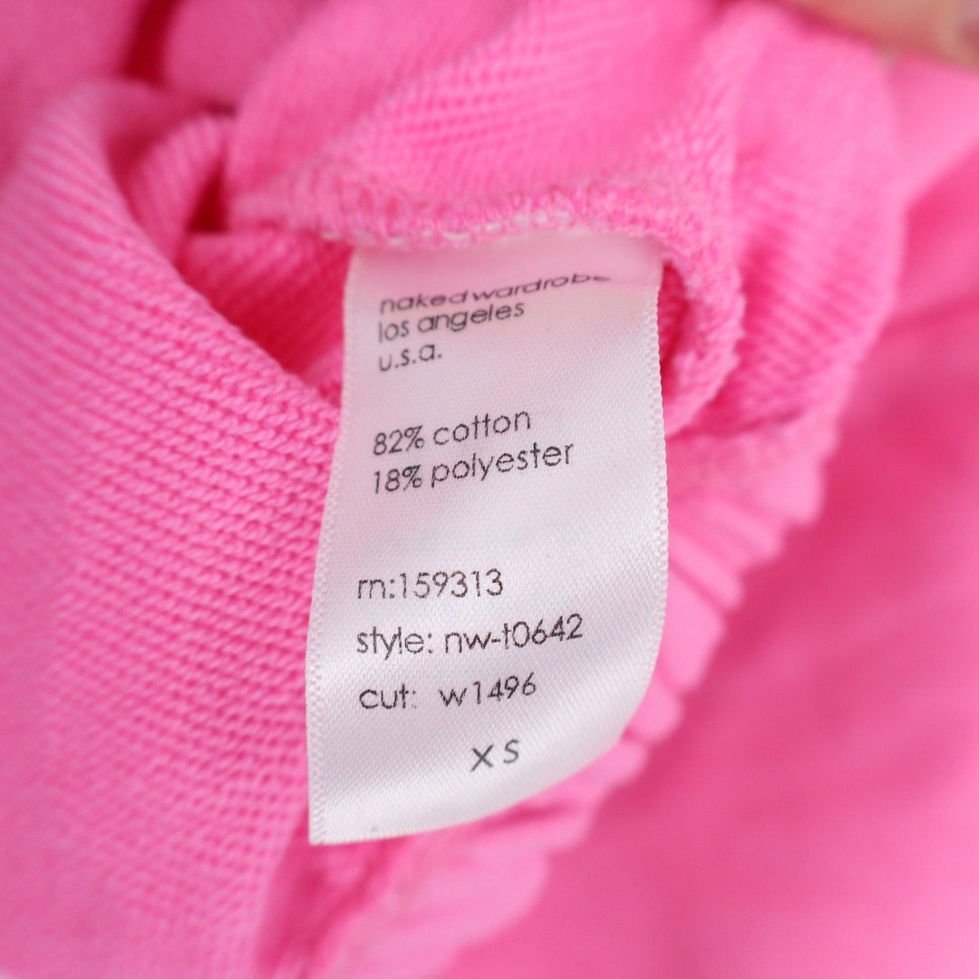 Naked Wardrobe Womens XS Neon Pink Cropped Hoodie Sweatshirt