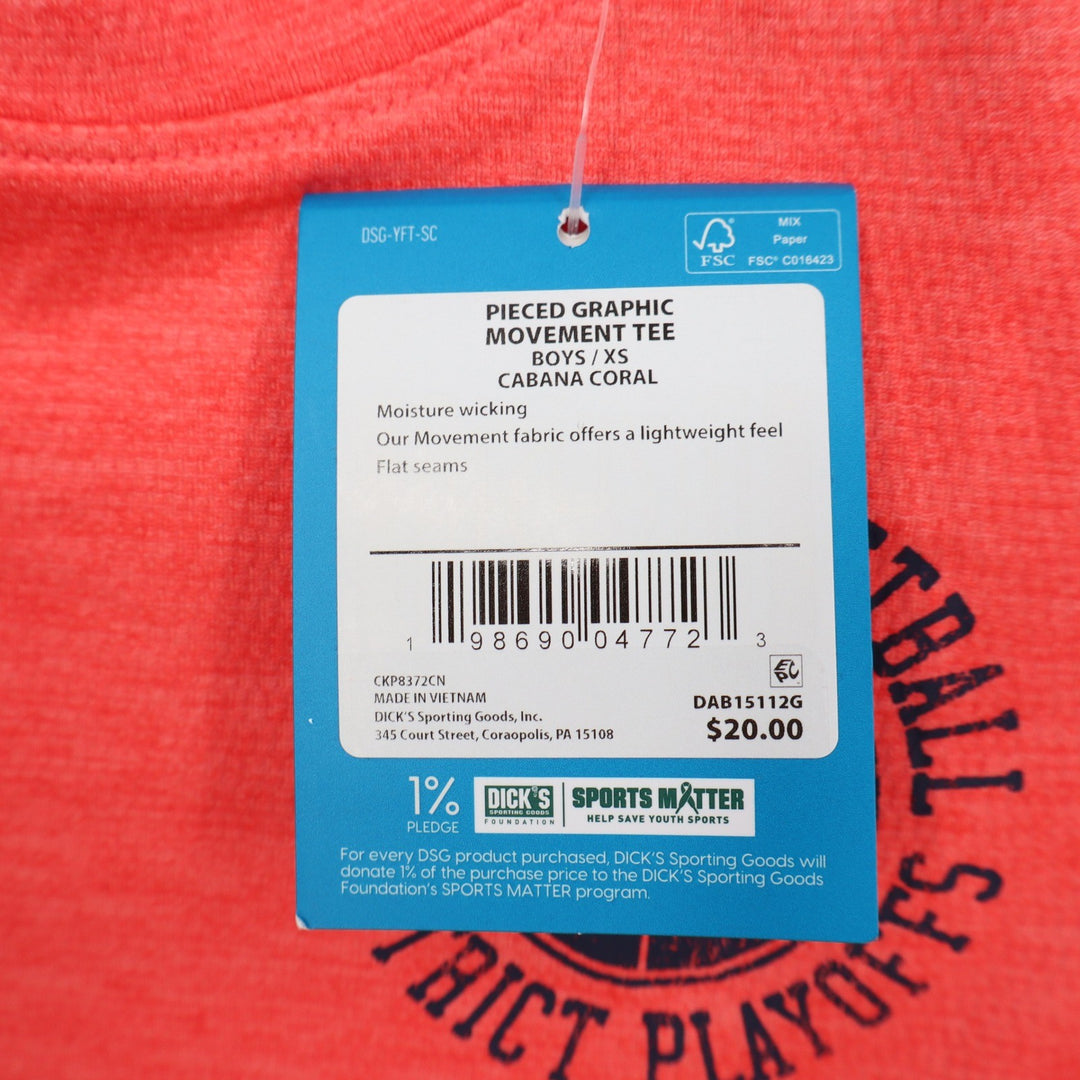 DSG Boys XS 6-7 Pieced Graphic Movement Tee Cabana Coral Basketball
