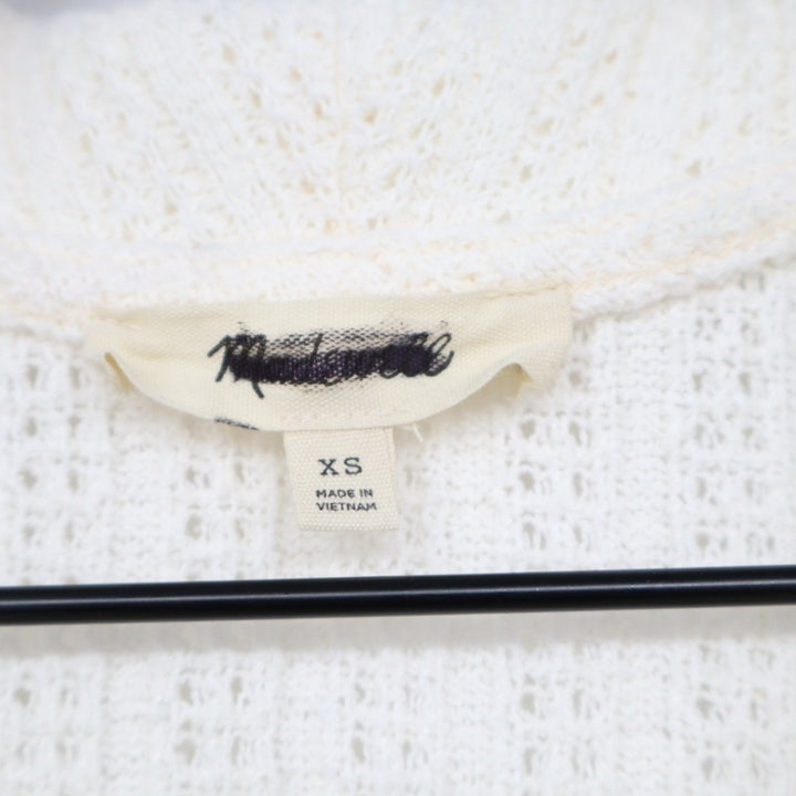 Madewell Cardigan Sweater Women XS Ivory Cotton Knitted Sleeveless Spread Collar