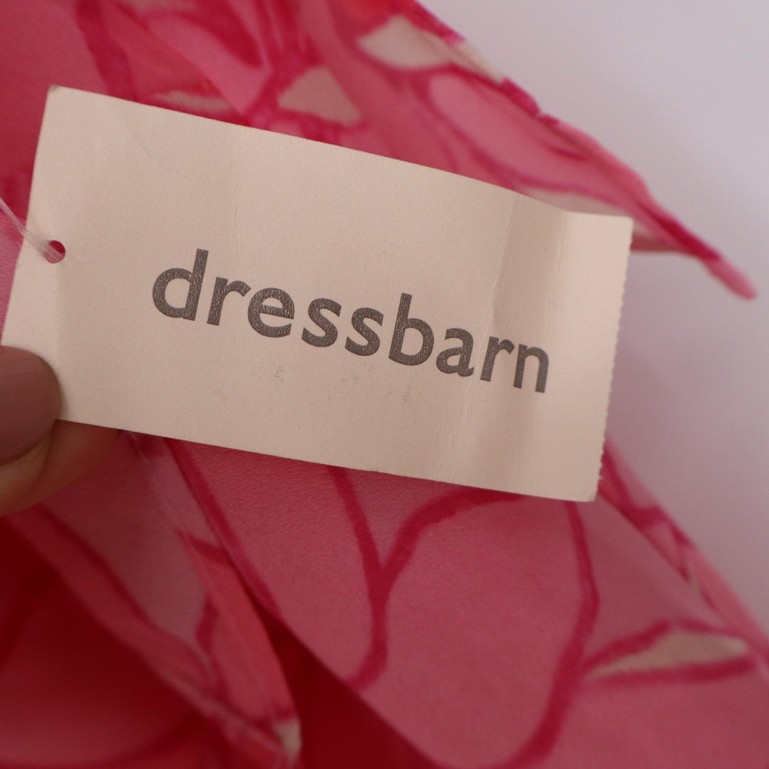Dressbarn Woman Pink Floral Sequin Ruffle Sleeve V-Neck Blouse Top 18W NEW