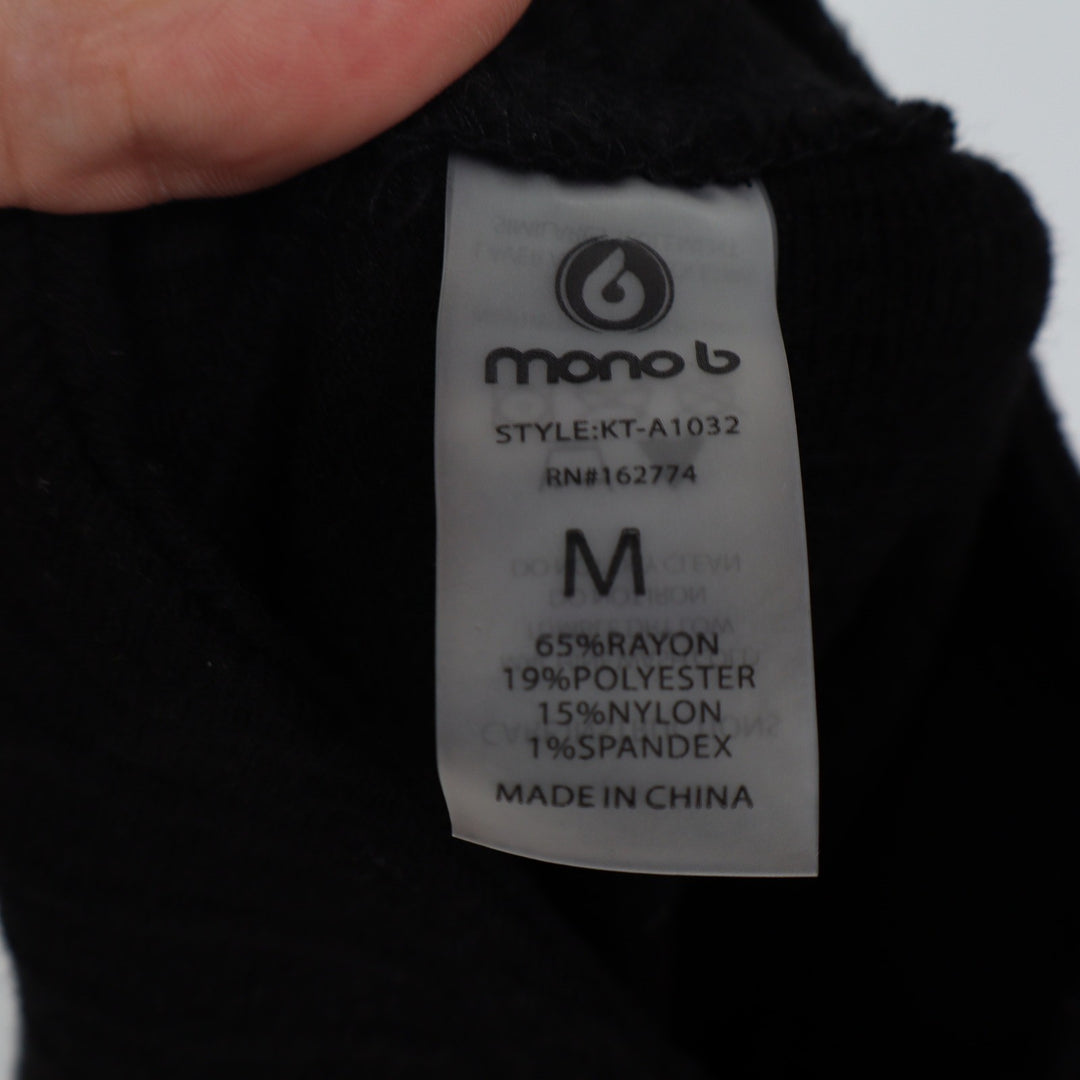 Mono B Black Mock Neck Ribbed Sweater Relaxed Fit Top L