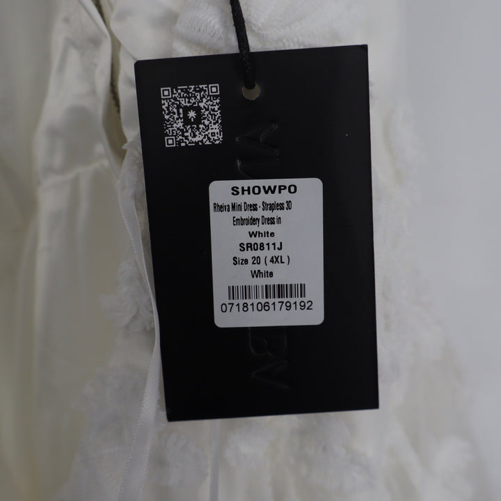 Showpo Angel Biba Rheiva White 3D Floral Embroidery Strapless Mini Dress 20 4XL