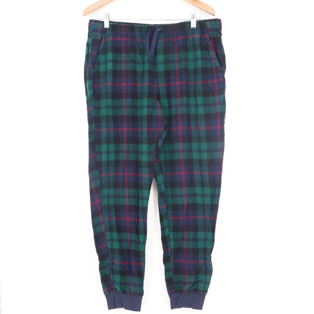 Old Navy Mens Green Navy Blue Plaid Flannel Pajama Jogger Pants Large