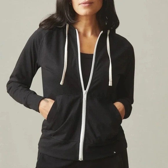 American Giant Women's Lightweight Black Full Zip Hoodie Made in USA Size L