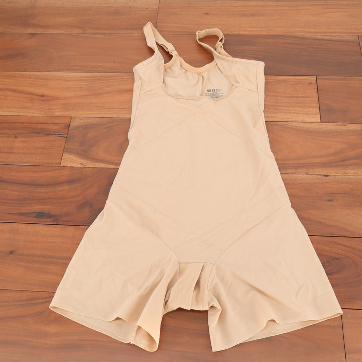 Miraclesuit Tummy Tuck Extra Firm Control Open Bust Bodysuit Short Women M Beige