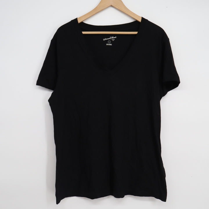 Universal Thread Womens V-Neck Short Sleeve Cotton T-Shirt Black Large