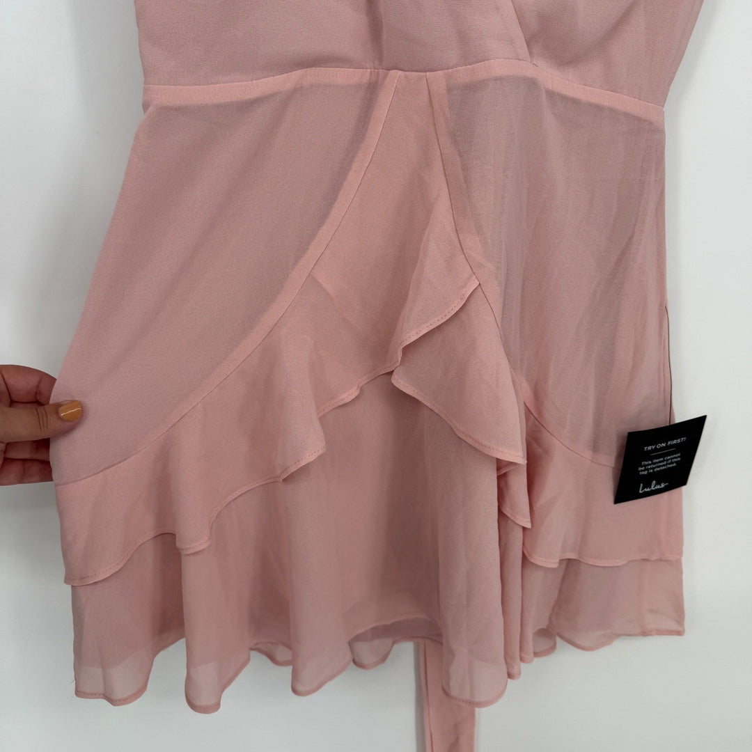 Lulus Sweet Like You Blush Ruffled Mini Dress Size S