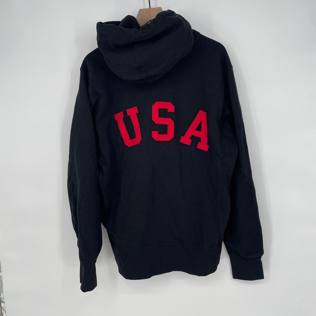 American Giant Black USA Graphic Zip Up Hoodie Sweatshirt Mens Size L