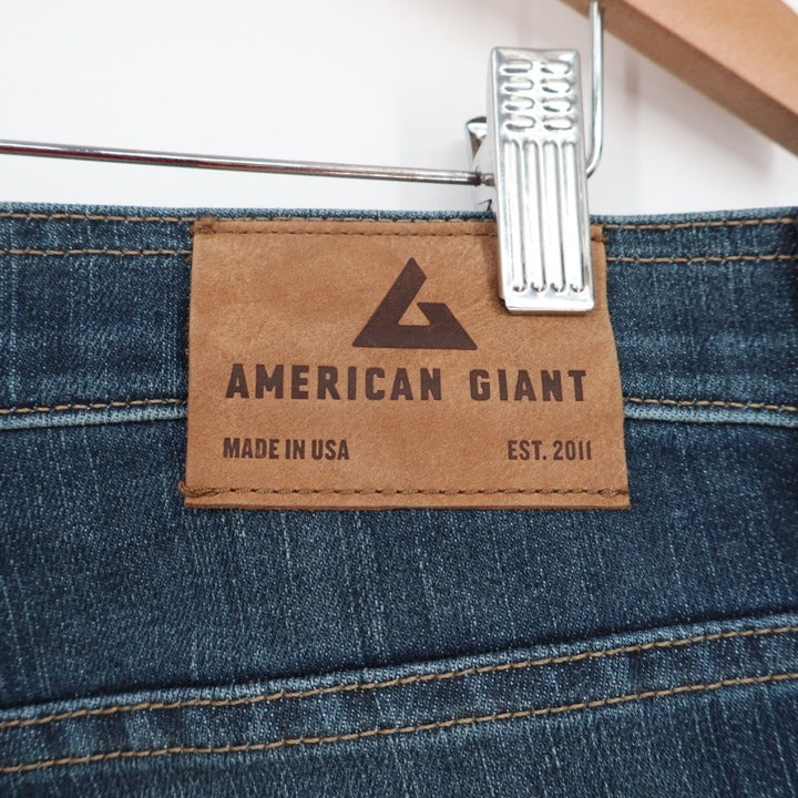 American Giant Dakota Straight Jeans Mens 36x32 Blue Medium Wash Denim Stretch