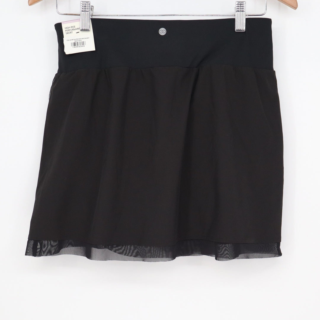 Calia Womens Black Mesh Pieced High Rise Performance Skort Size S