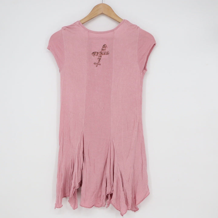 Next Girls Pink Butterfly Sequin Handkerchief Hem Tunic Top Size 8