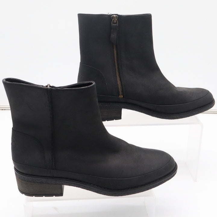 Sperry Top-Sider Black Leather Ankle Boots Womens 8.5 Zip Block Heel