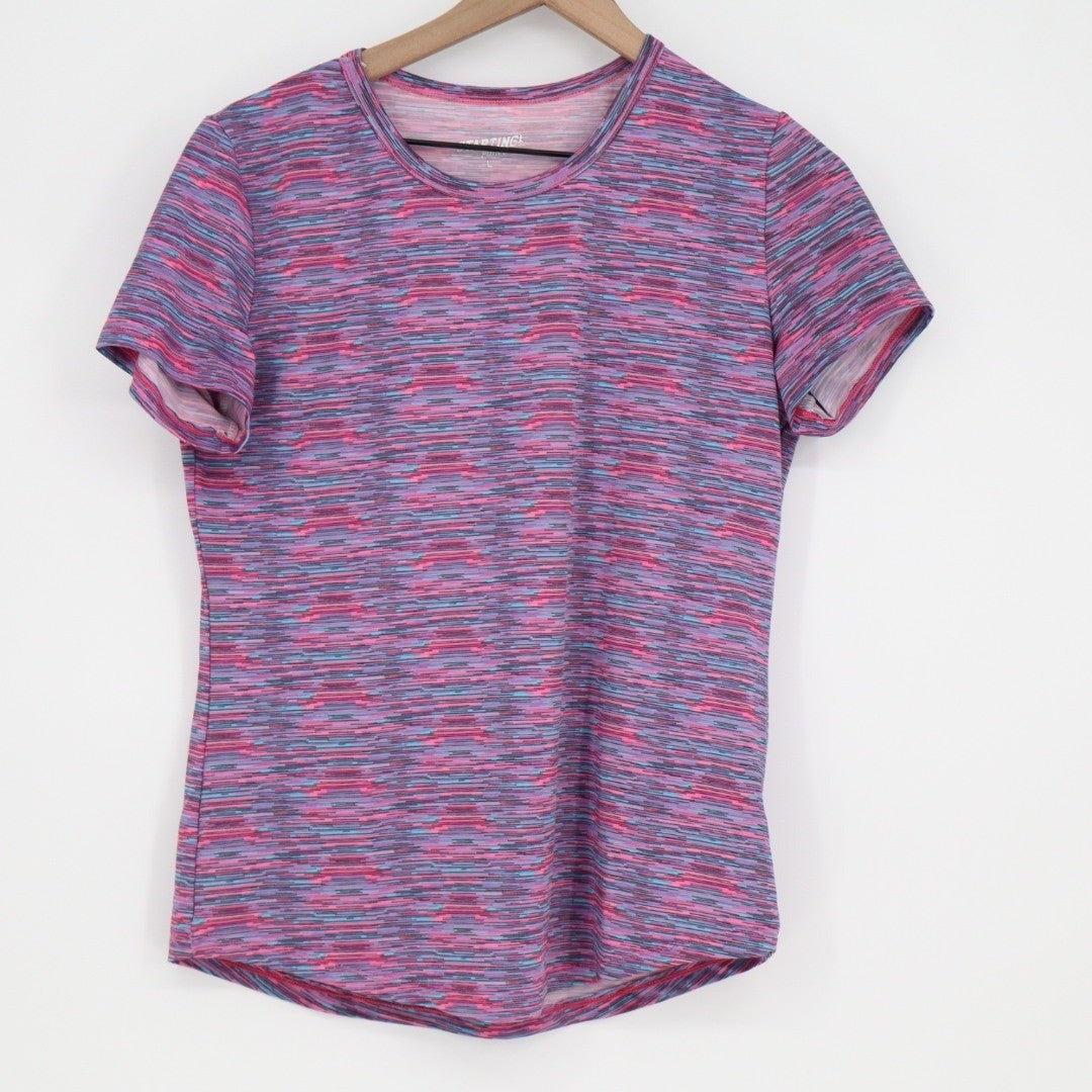 Starting Point T Shirt Womens Large Multicolor Space Dye Short Sleeve Crew Neck