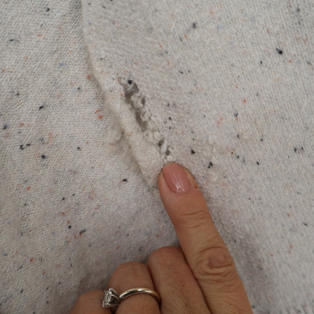 Loft Outlet Petite Cream Flecked Open Front Cardigan Sweater SP