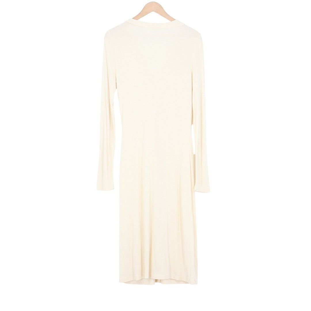 Tart Womens Ribbed Longline Duster Cardigan Cream Ivory Button Front Size L