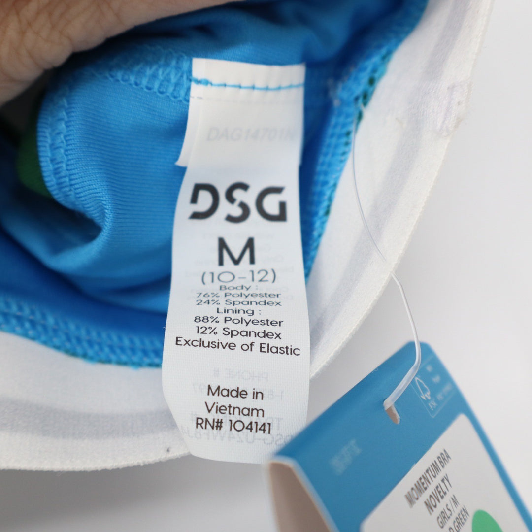 DSG Girls Momentum Novelty Sports Bra Field Green Blue Size M 10-12