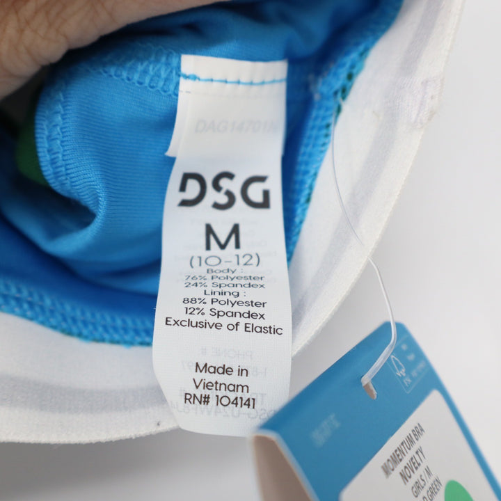 DSG Girls Momentum Novelty Sports Bra Field Green Blue Size M 10-12
