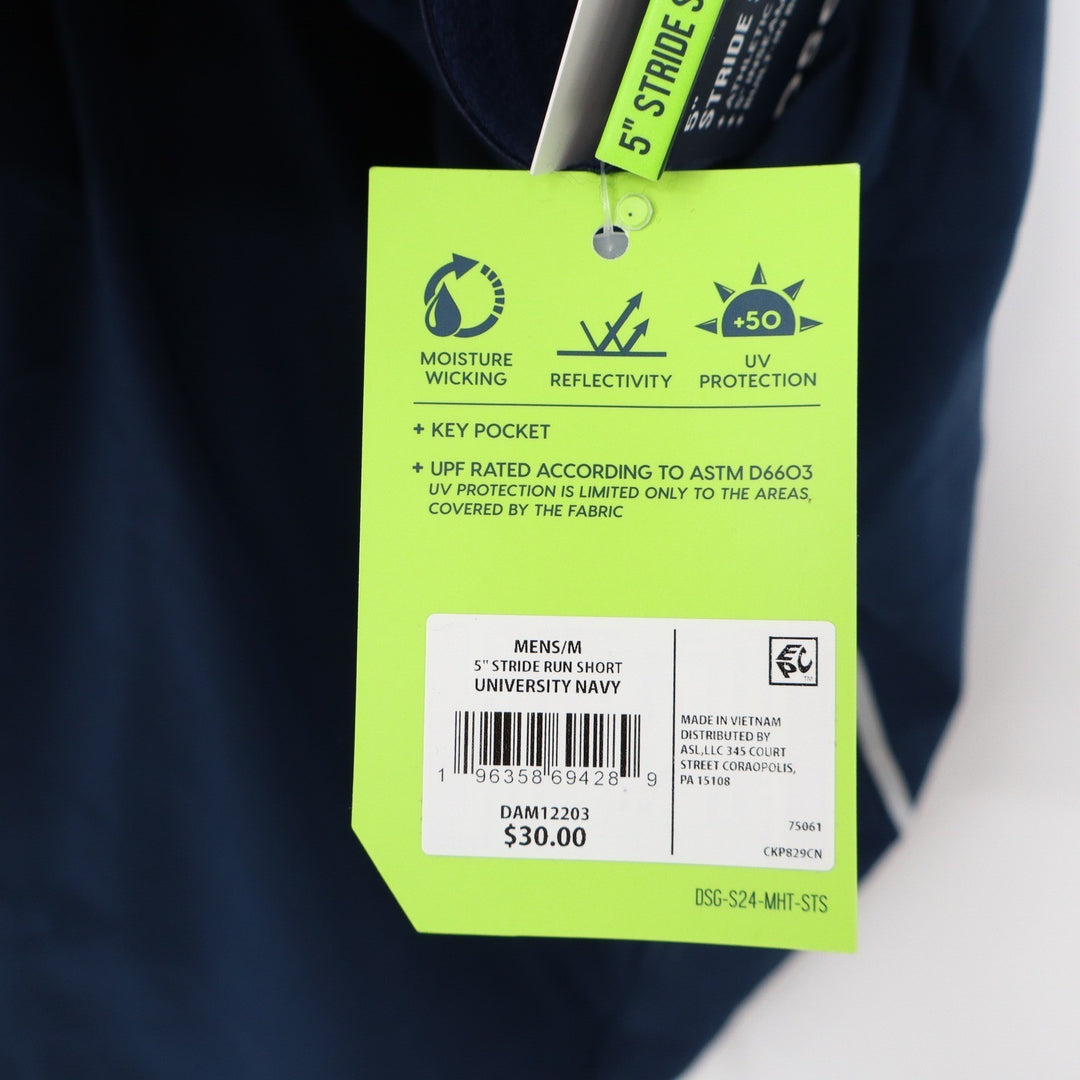 DSG Mens 5" Stride Run Shorts University Navy Blue Size Medium NWT