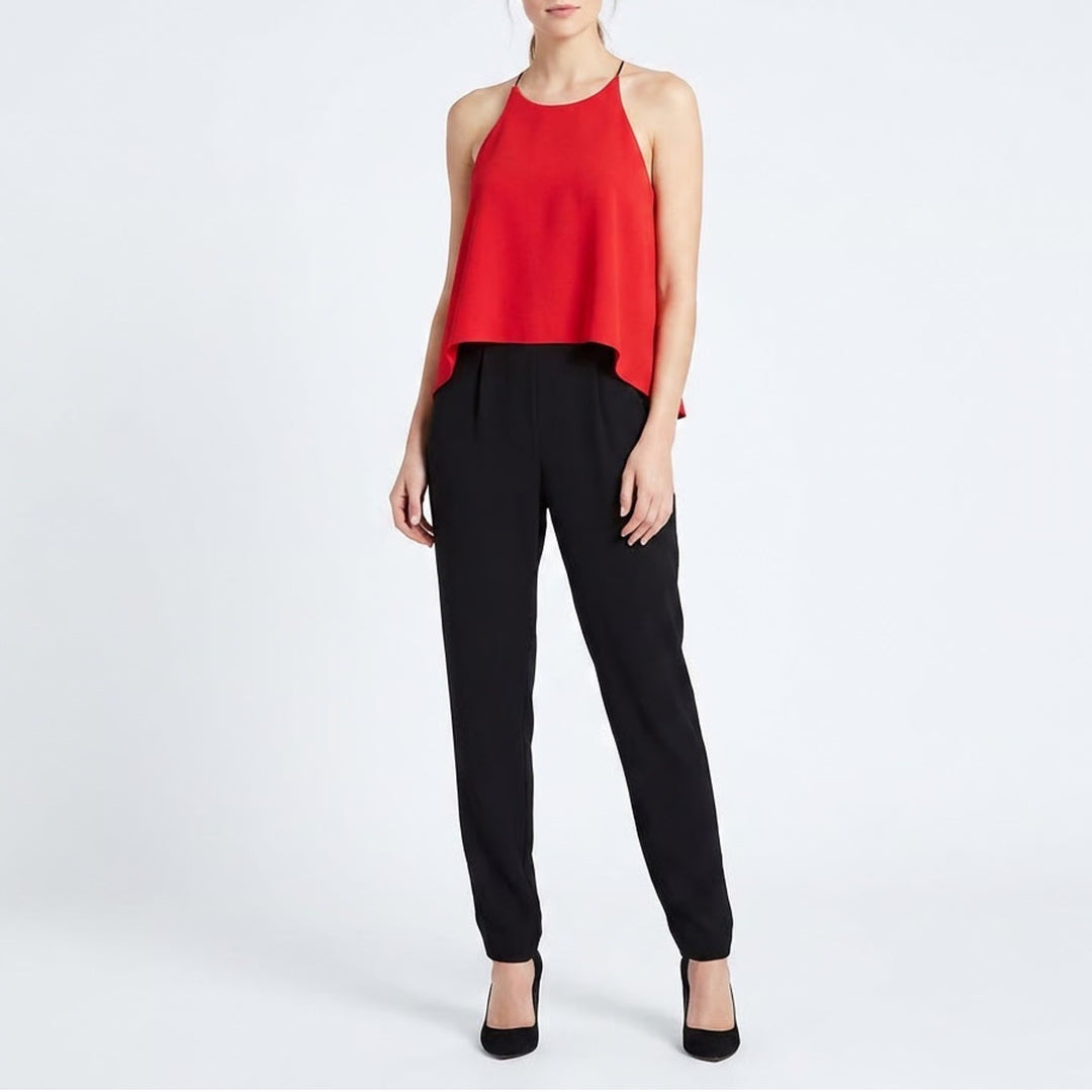 Love Ady Red Black Colorblock Halter Layered Jumpsuit XXL