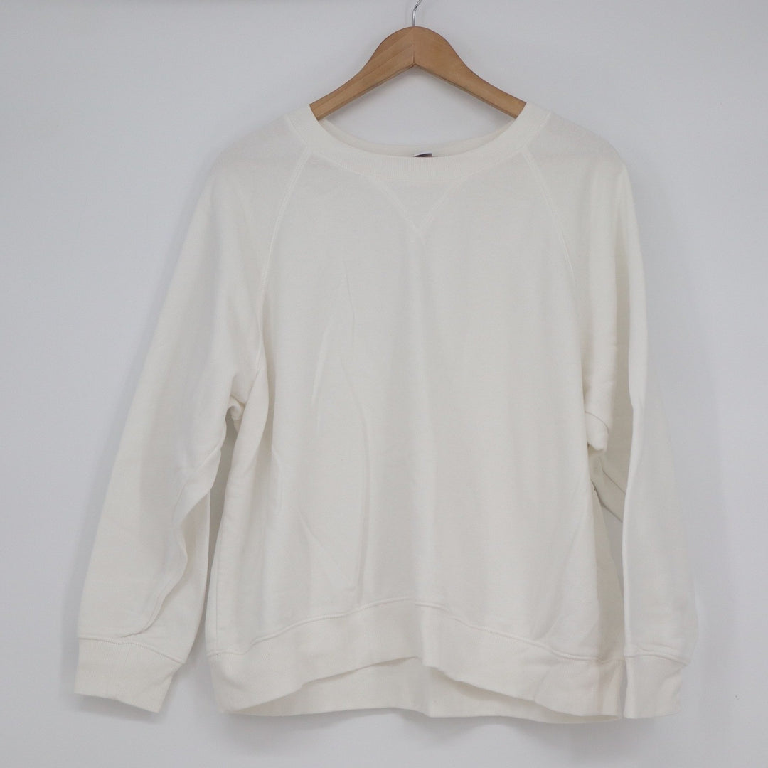 Old Navy Mens XL Cream Off White Raglan Crewneck Sweatshirt V-Stitch Pullover