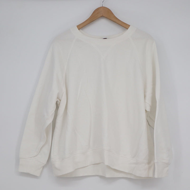 Old Navy Mens XL Cream Off White Raglan Crewneck Sweatshirt V-Stitch Pullover