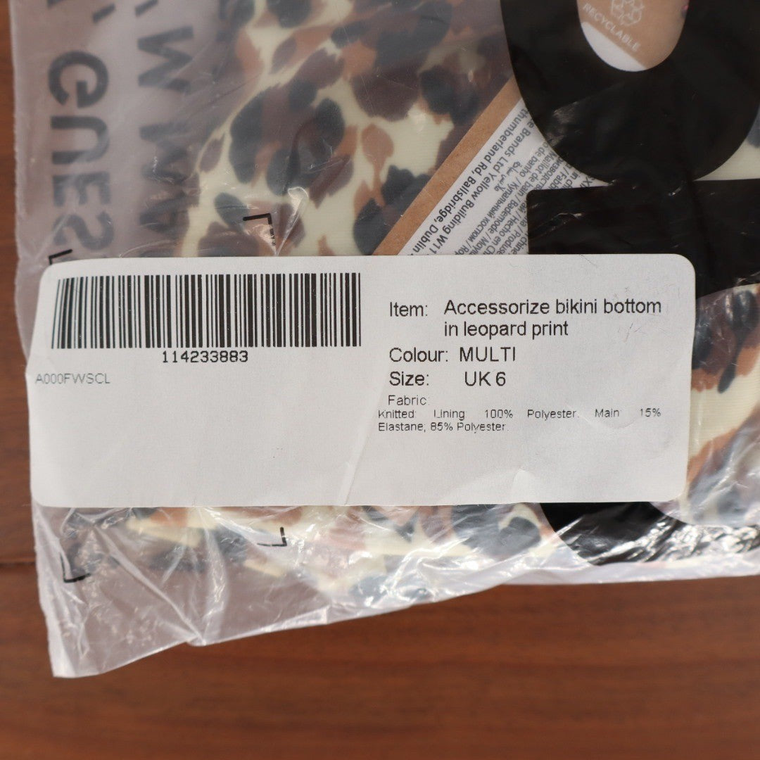 Accessorize Bikini Bottom Leopard Print Multi Tie Side Size 2