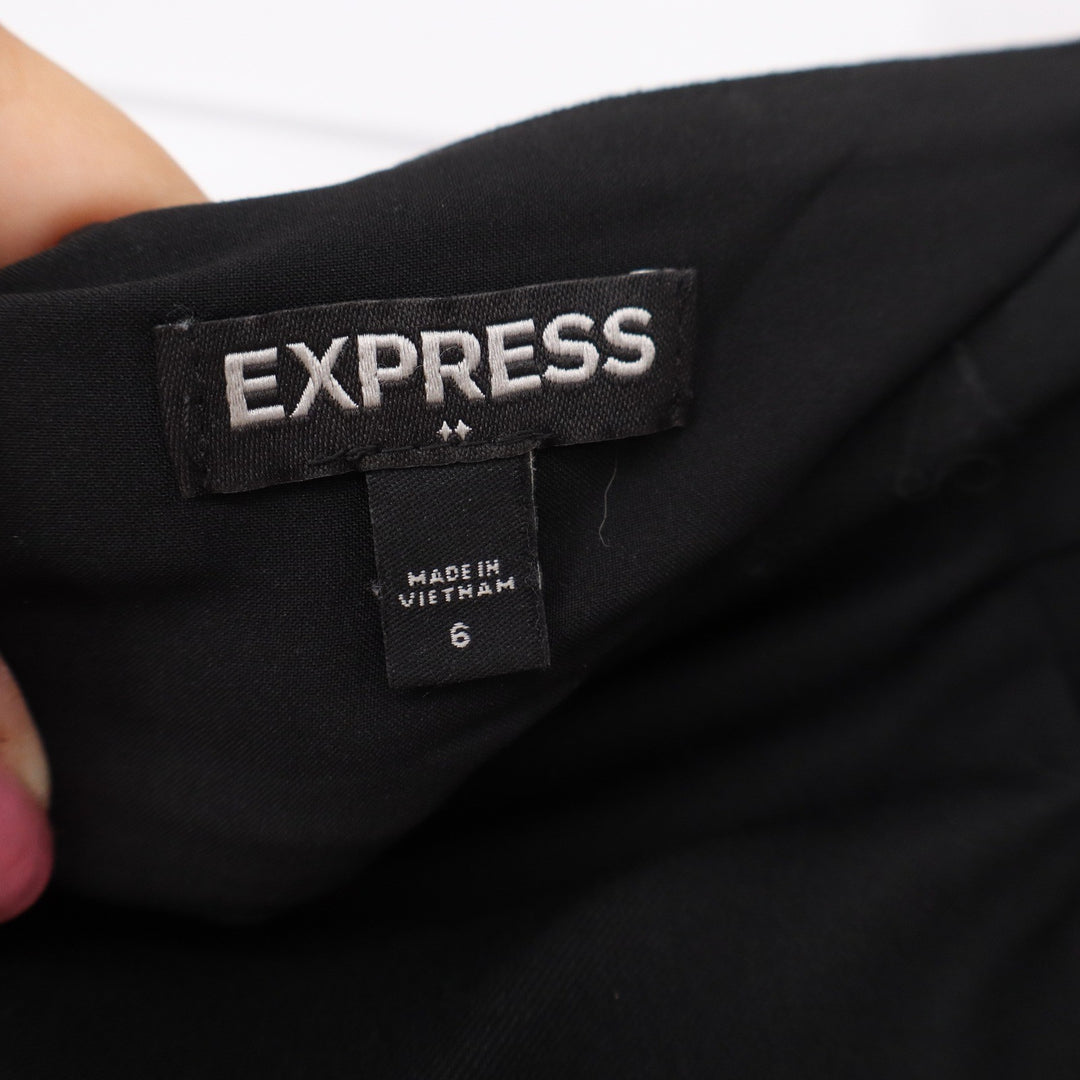 Express Skirt Womens 6 Pencil Black High Waist Pleated Stretch Excellent