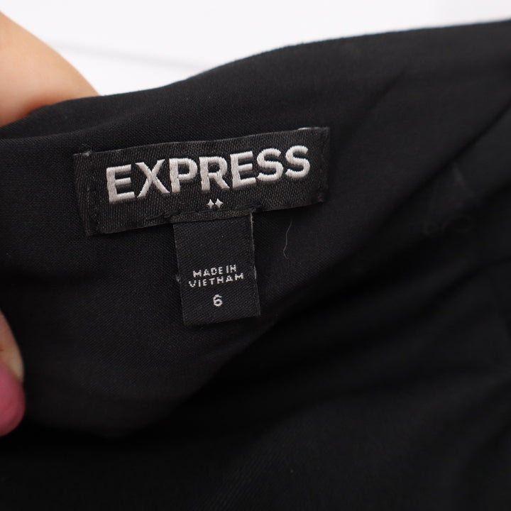 Express Skirt Womens 6 Pencil Black High Waist Pleated Stretch Excellent