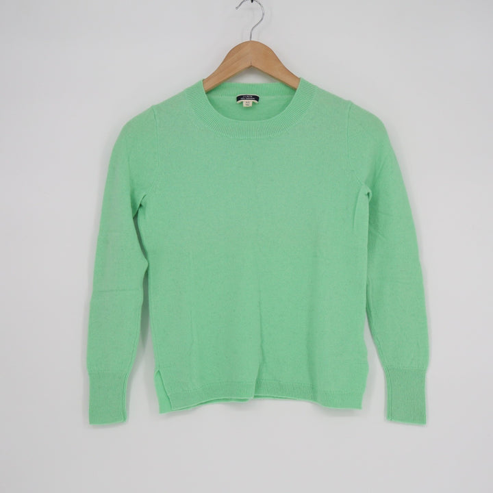 J. Crew Sweater Womens XS Mint Green Tight Knit Cashmere Side Slit Ribbed Winter