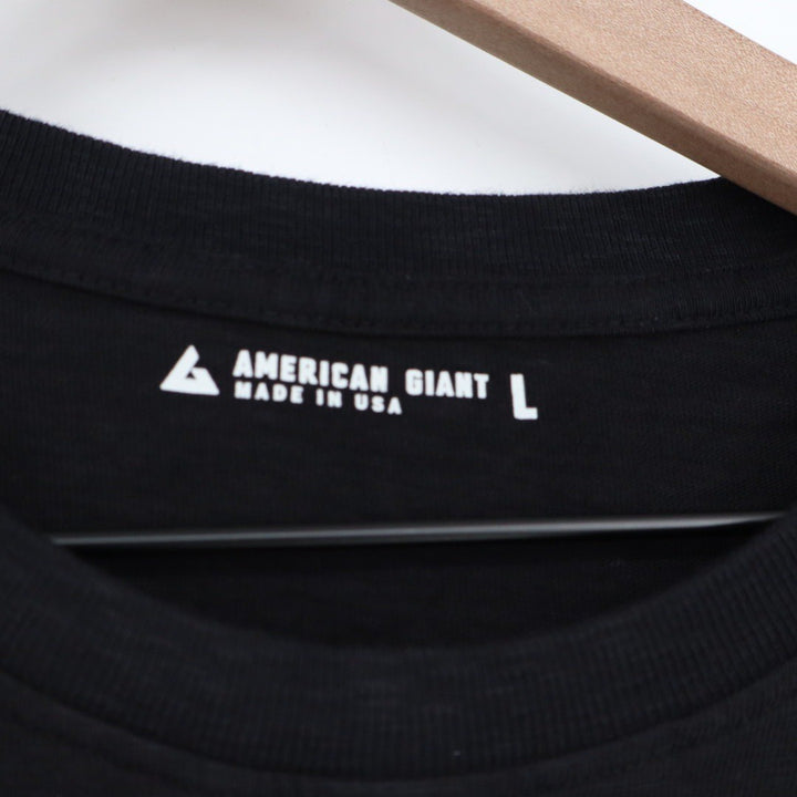 American Giant Mens Black Crew Neck T Shirt Size L Made in USA Cotton