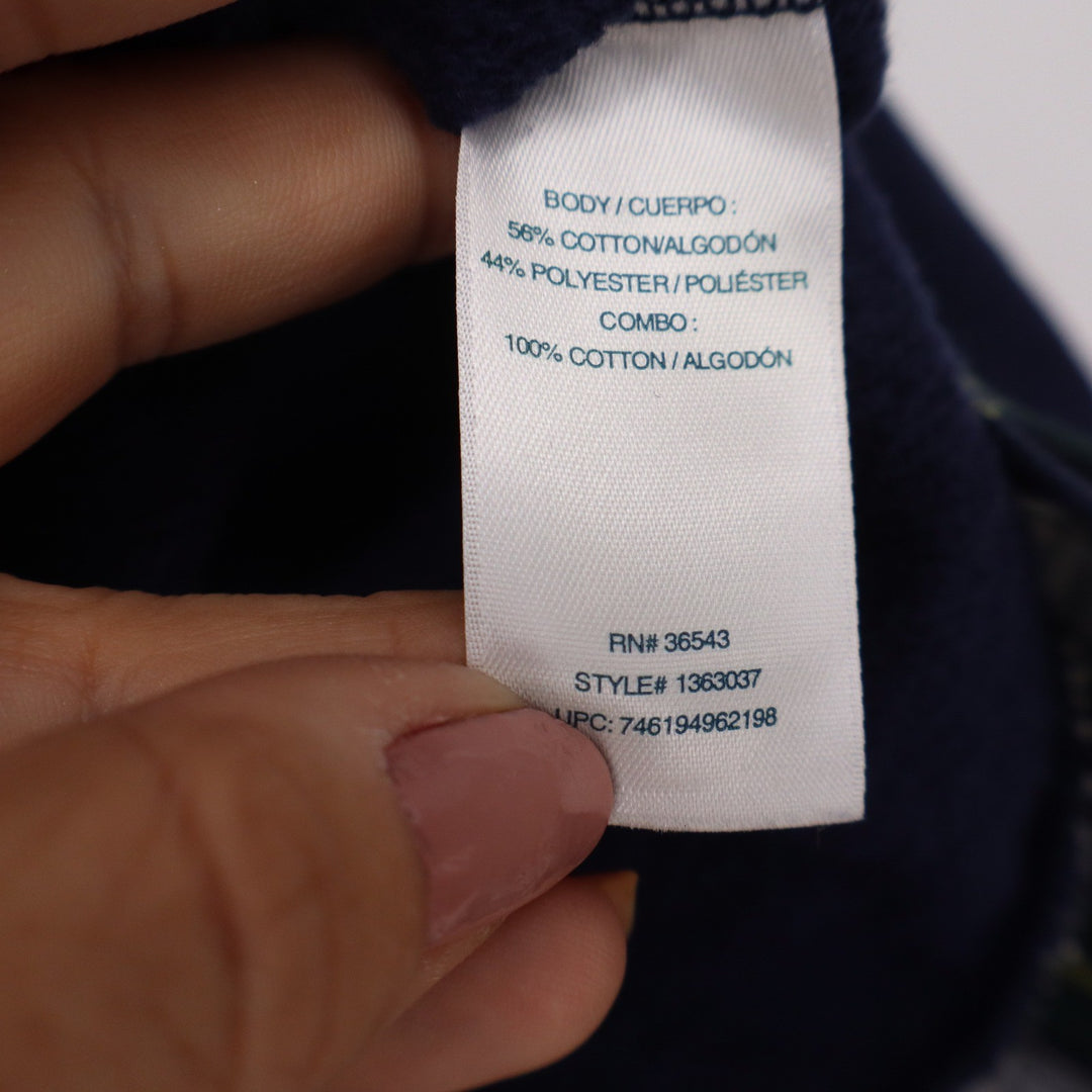 Izod Womens Navy Blue Plaid Layered Look Side Tie Sweatshirt Size M