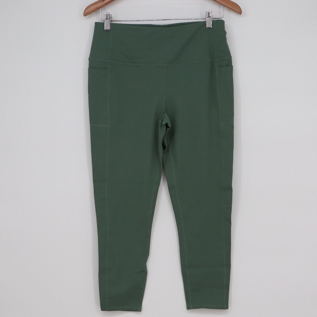 Skechers GO WALK Olive Green High Waisted Pocket Leggings Large Ankle Length