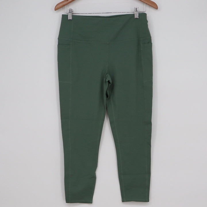 Skechers GO WALK Olive Green High Waisted Pocket Leggings Large Ankle Length