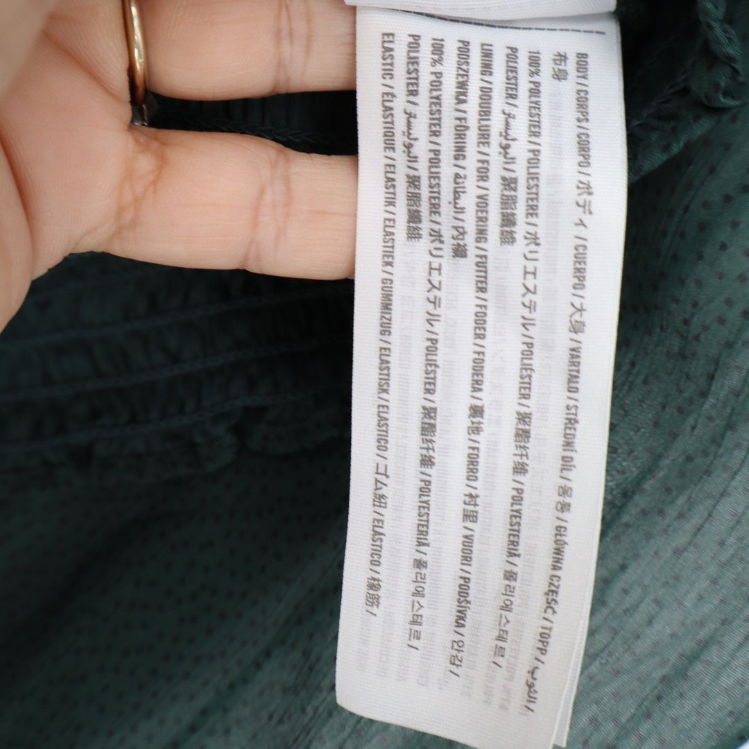 Abercrombie & Fitch Dark Green Smocked Peplum Blouse XS Long Puff Sleeve V-Neck