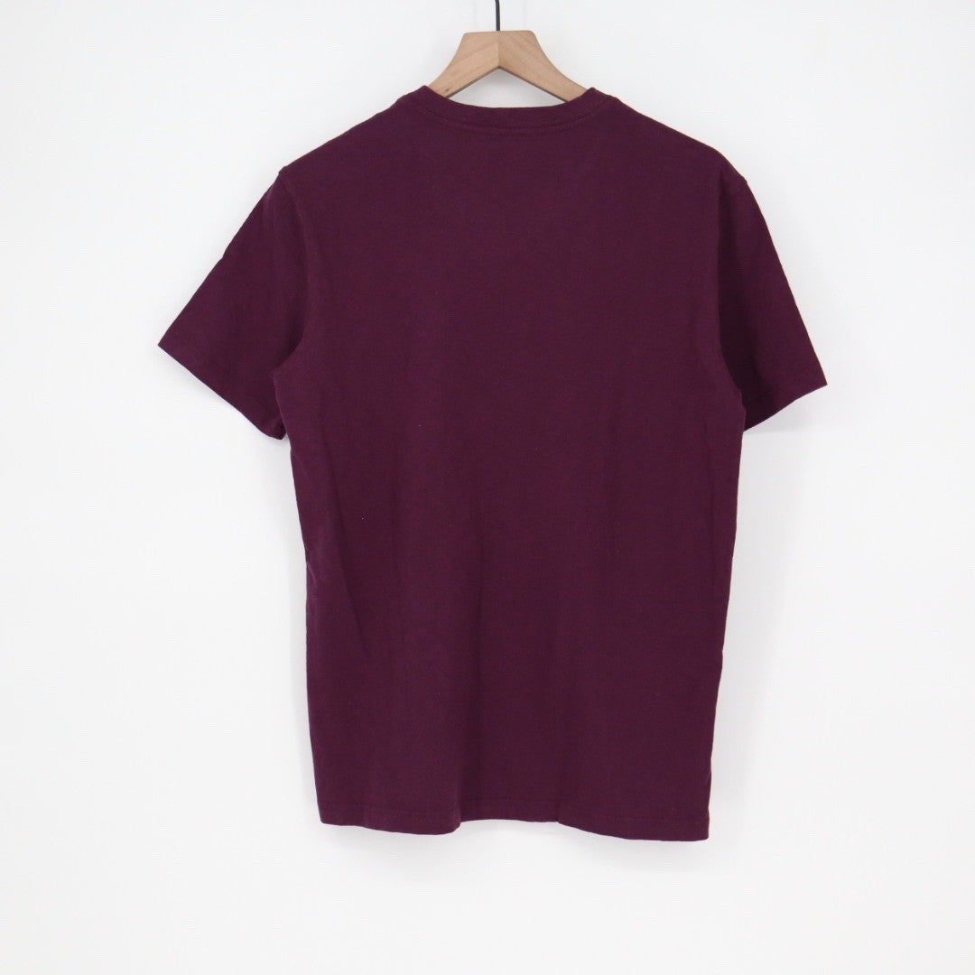 American Giant Mens V Neck T Shirt Burgundy Cotton Made in USA Size S