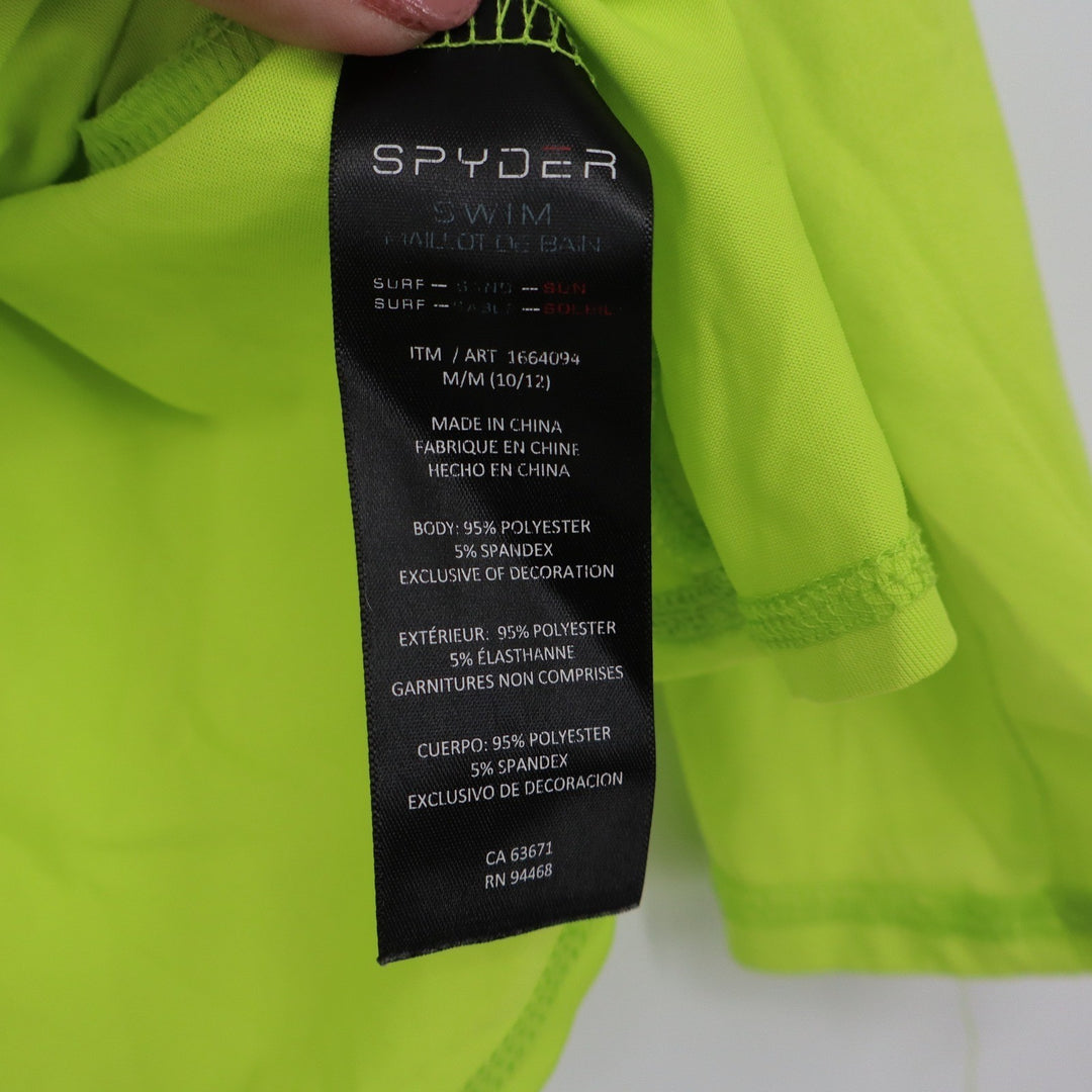 Spyder Mens Neon Lime Green Long Sleeve Rash Guard Swim Shirt Size M