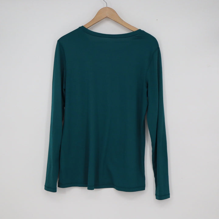 Athletic Works Womens Teal Green Long Sleeve Performance Top Size L 12-14