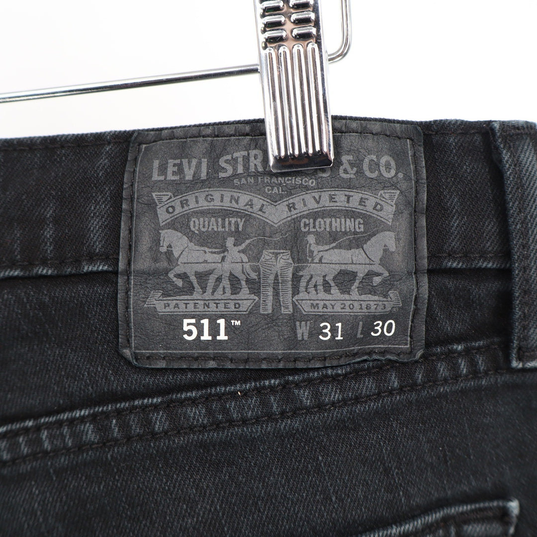 Levis 511 Slim Fit Mens Black Jeans 31x30 Solid Denim Pants