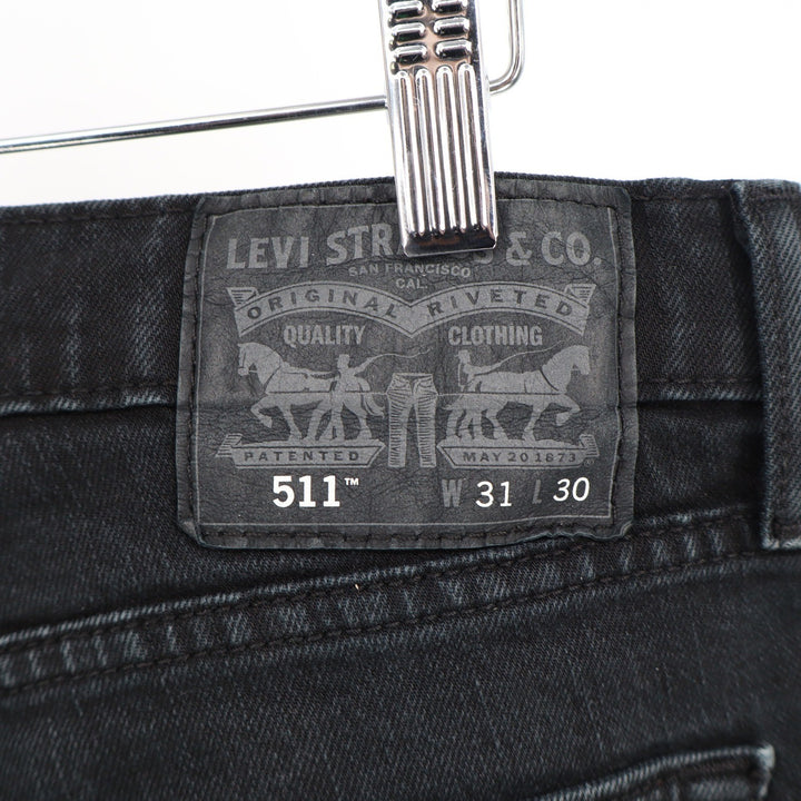 Levis 511 Slim Fit Mens Black Jeans 31x30 Solid Denim Pants