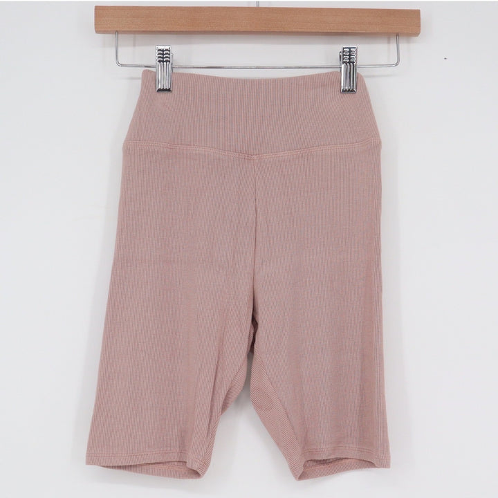 Natural Life Ribbed Biker Shorts Mauve High Waisted Boho Lounge Size M