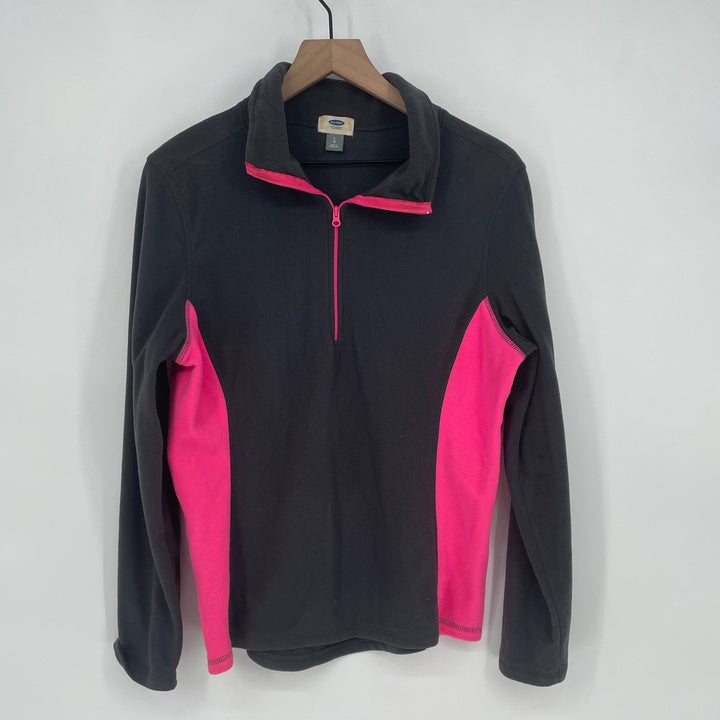 Old Navy Fleece Quarter Zip Pullover Athletic Gray Pink Size Large