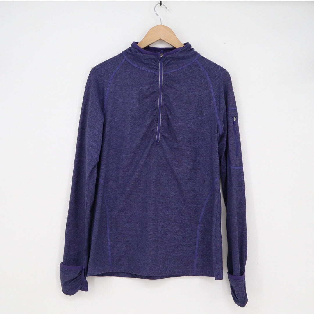 Kirkland Signature Purple Heathered Quarter Zip Pullover Thumbhole Active Top L