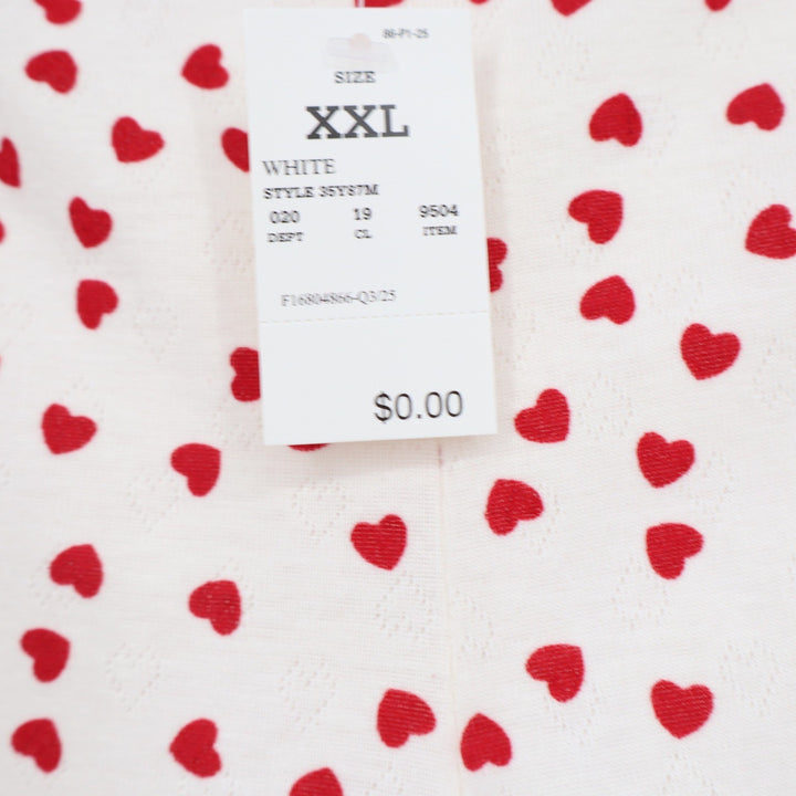 Wild Fable XXL White Red Heart Print Pointelle Cami Tank and Shorts Pajama Set