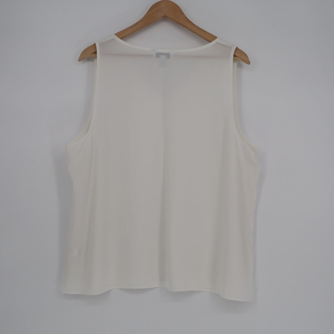 Nine West Tank Top Womens 2XL White V-Neck Casual Sleeveless Wide Strap Pullover