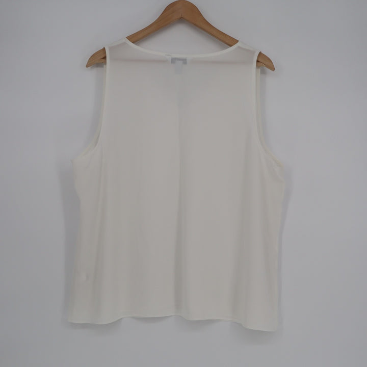 Nine West Tank Top Womens 2XL White V-Neck Casual Sleeveless Wide Strap Pullover