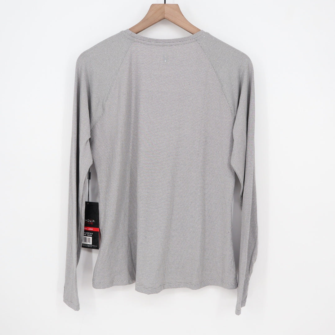 Spyder Active Womens Grey Micro Stripe Long Sleeve Performance Top Large