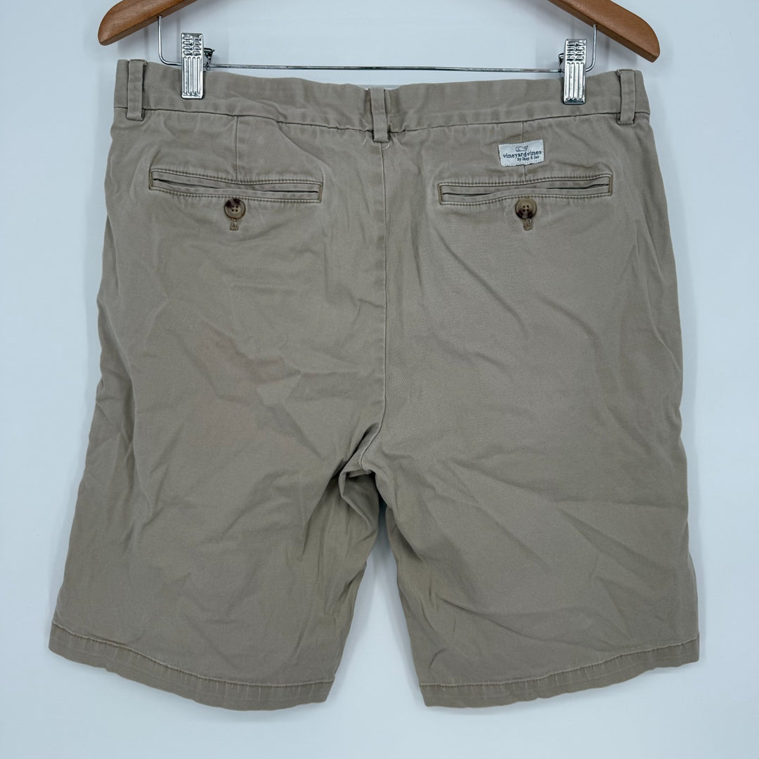 Vineyard Vines Breaker Chino Shorts Mens 32 Beige Cotton Pockets Stretch Logo