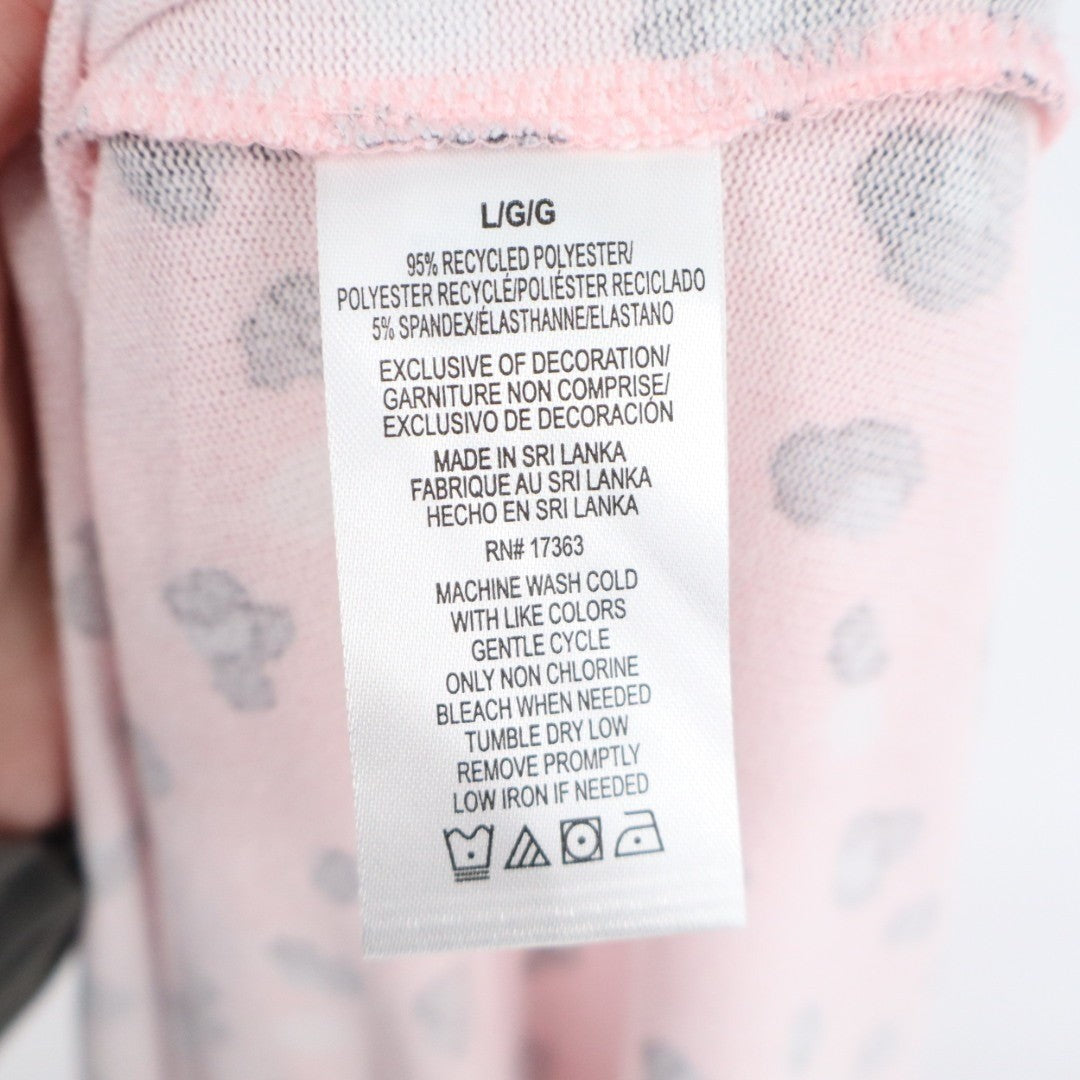 Cuddl Duds Sleepshirt Womens Large Light Pink Leopard Print Stretch Curved Hem